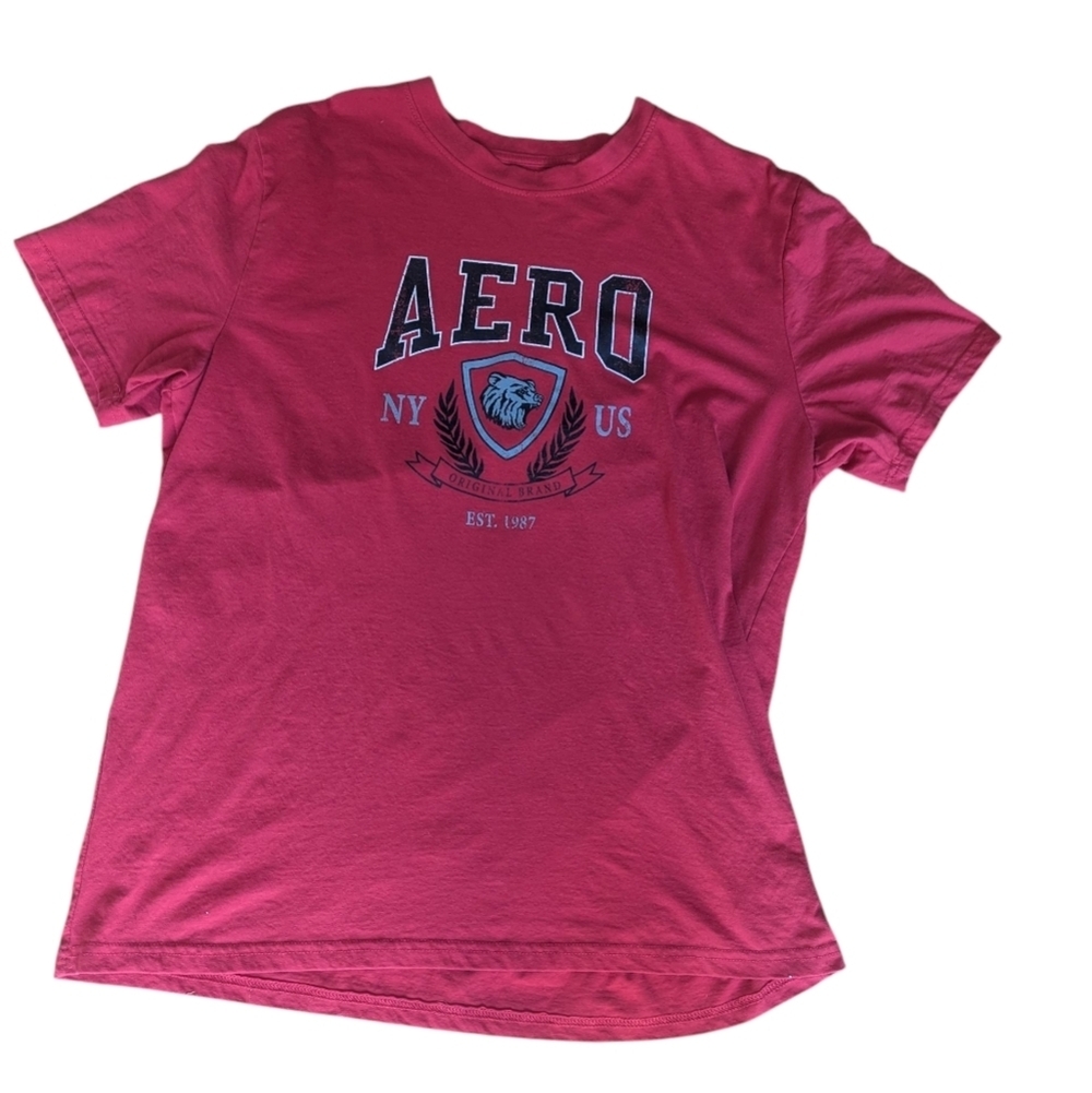 2/$15 Men's Aeropostale Loose Short Sleeve Shirt- Red Size X-Large